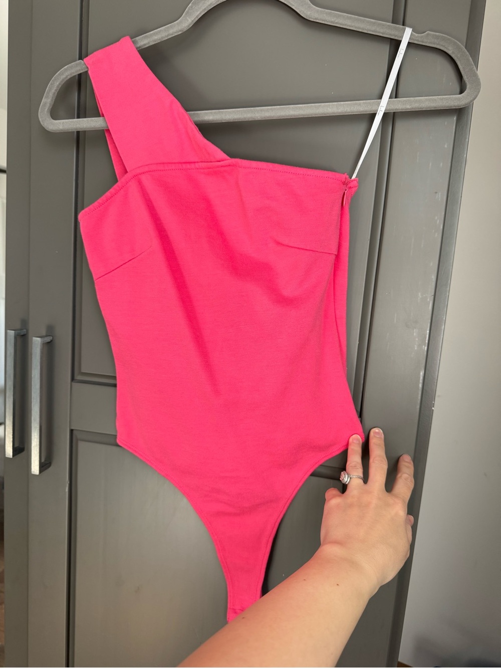 Lulu's Bright Pink One-Shoulder Bodysuit